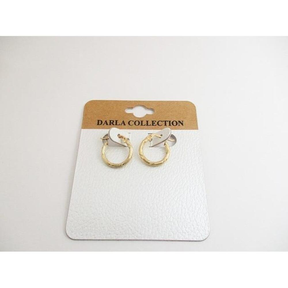 2052NEW Darla Collection 18k Gold Over Sterling Silver 3/4" Etched Hoop Earrings